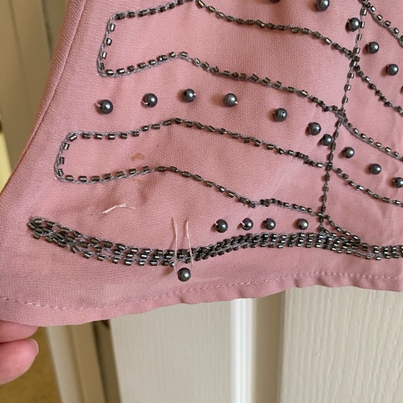 Fab’rik Women’s Mauve / Pink Embellished Beaded Sleeveless Tank Top Size Large - Picture 6 of 9